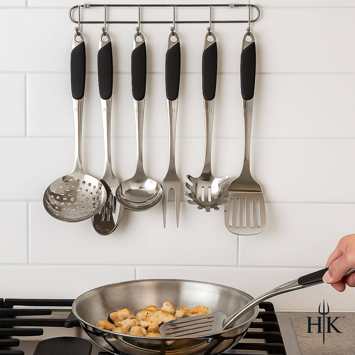 Hell's Kitchen 6-Piece Stainless Kitchen Utensil Set - Black