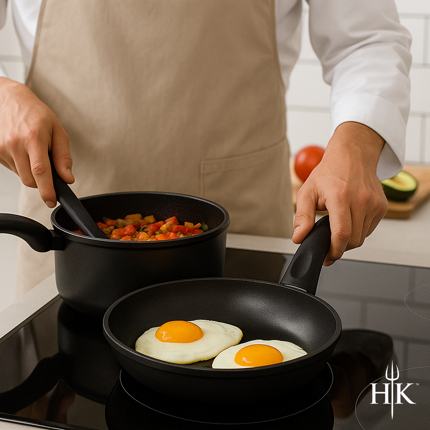 Hell’s Kitchen 1.5-Quart Saucepan and 10-Inch Skillet Set - Black