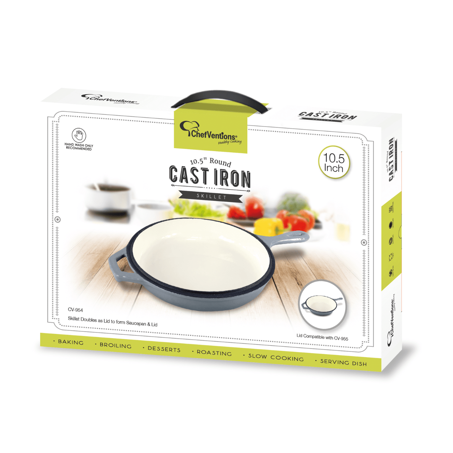 ChefVentions 10.5-Inch Round Cast Iron Skillet