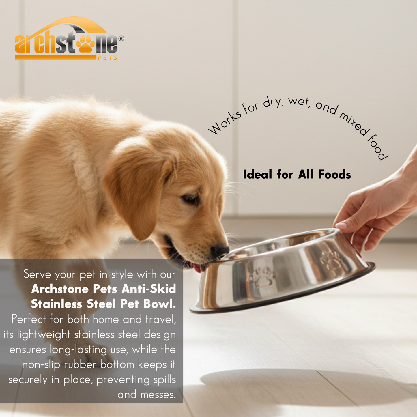 Archstone Pets Bowl - Anti-Skid Stainless Steel