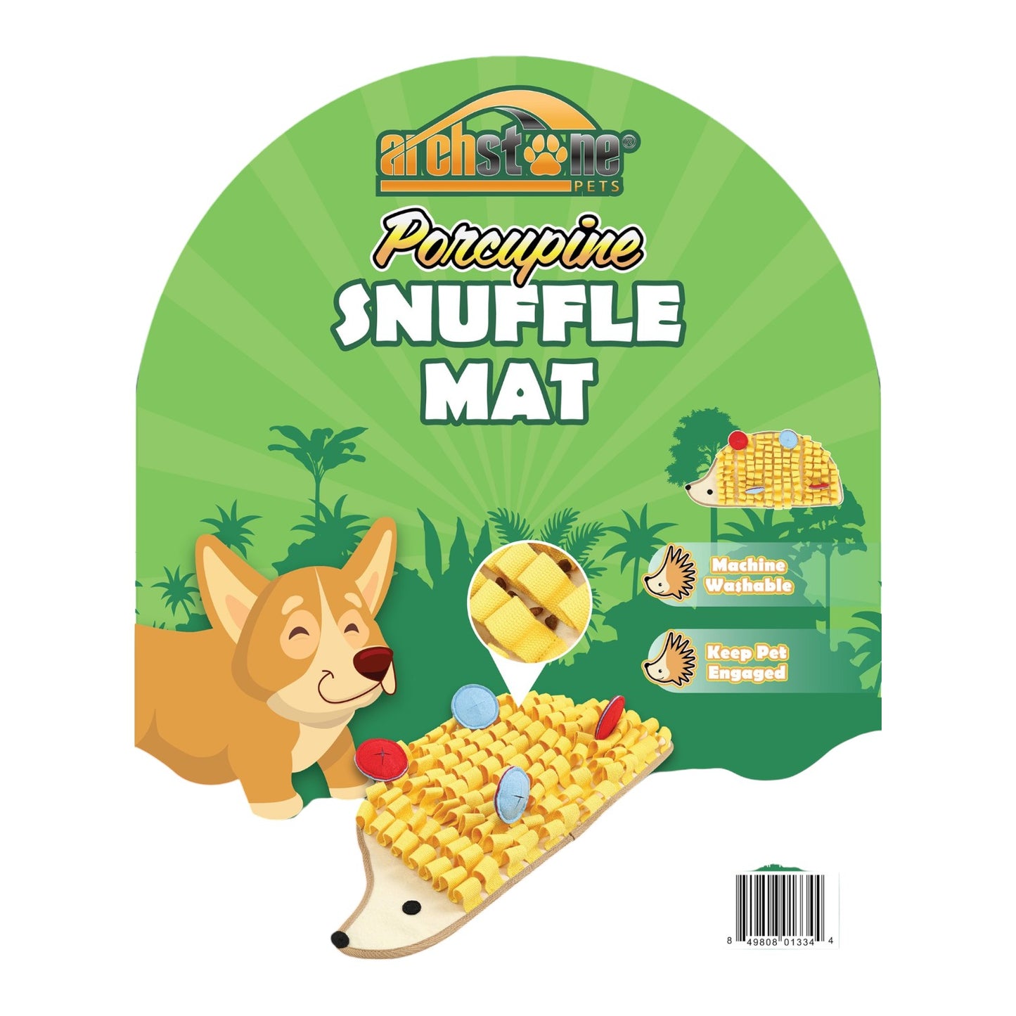 Archstone Pets Snuffle Mat - Porcupine, Feeding Training Mat