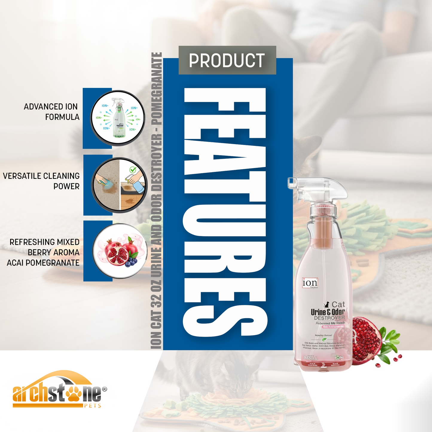 ION Cat 32 Oz Urine and Odor Destroyer - Pomegranate