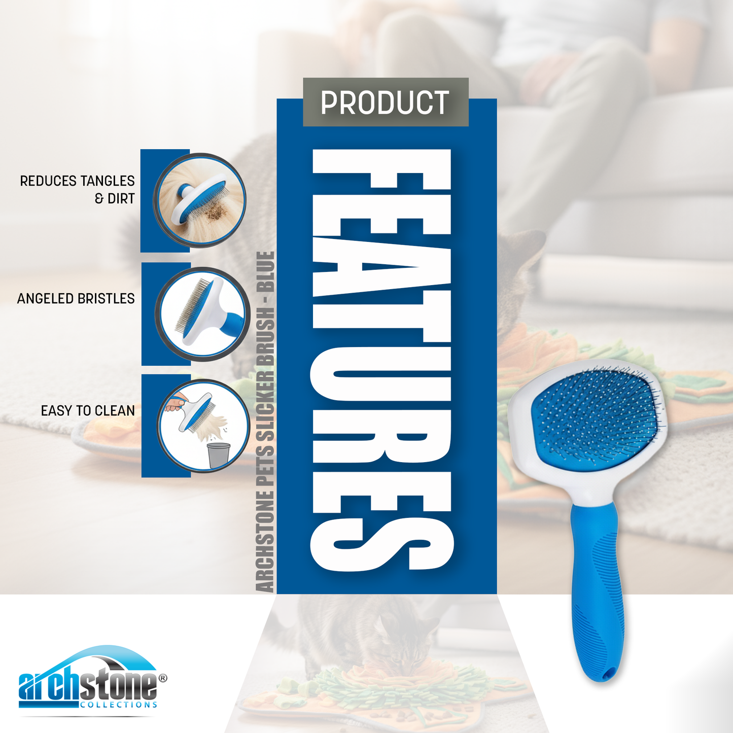 Archstone Pets Slicker Brush - Blue