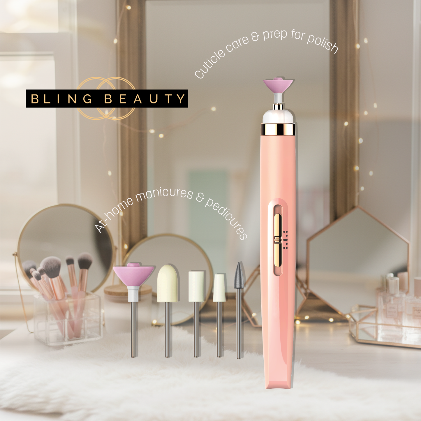 Bling Beauty Electric Nail File Set - Pink