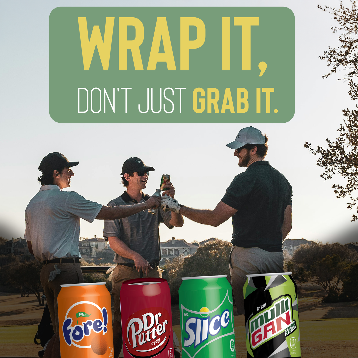 Byrdi 4-Piece Fore! Skins - Beverage Can Covers, Silicone Sleeves