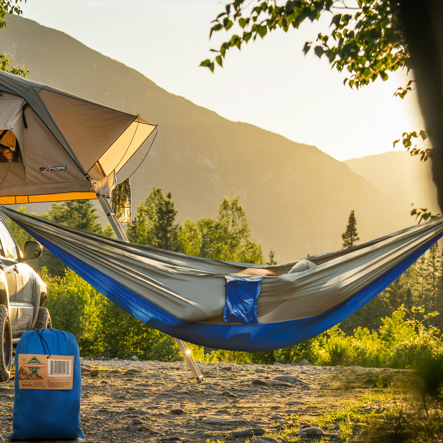 Big Backyard Portable Camping Hammock with Storage Bag - Blue Gray