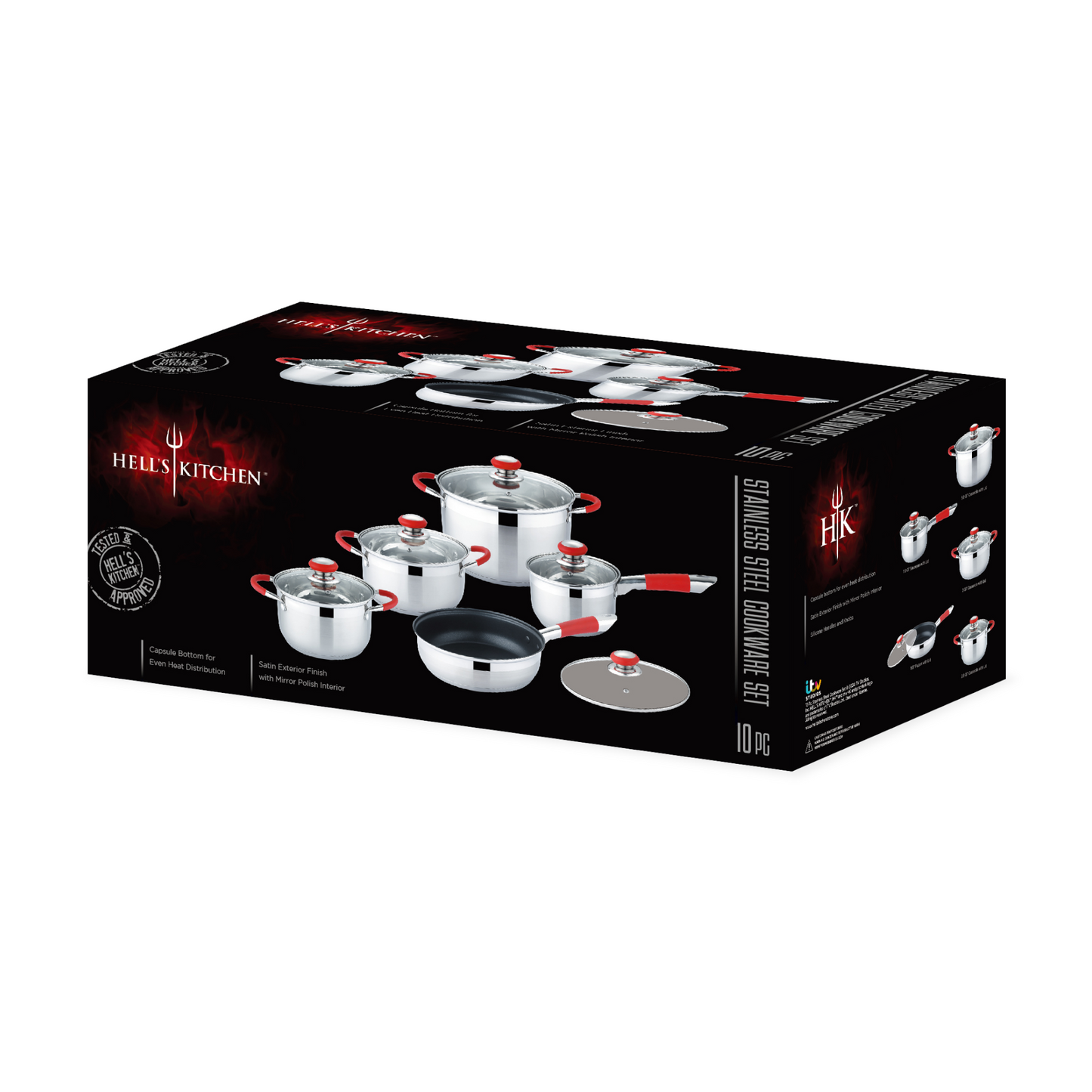Hell's Kitchen 10-Piece Cookware Set - Red