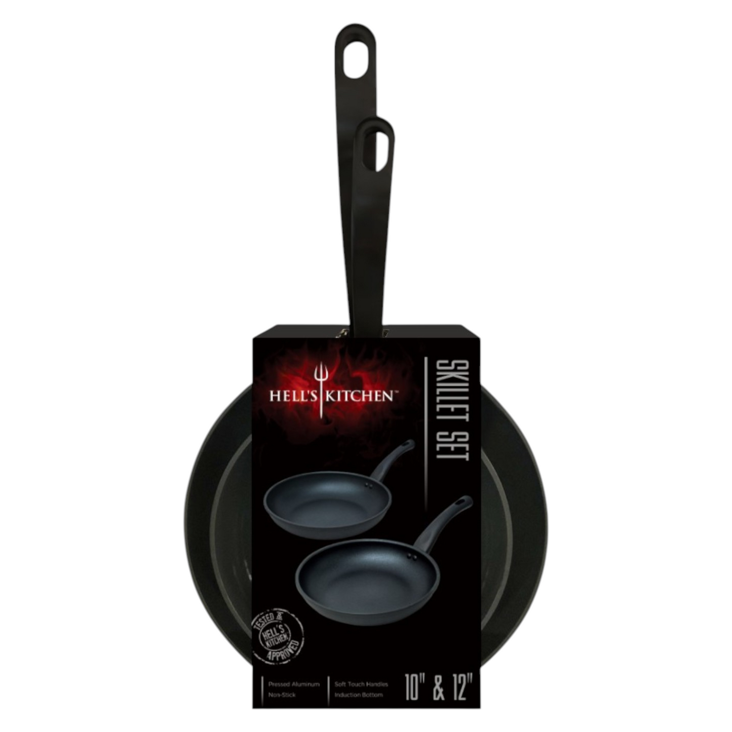 Hell's Kitchen 10-Inch & 12-Inch Ceramic Fry Pan Set - Black