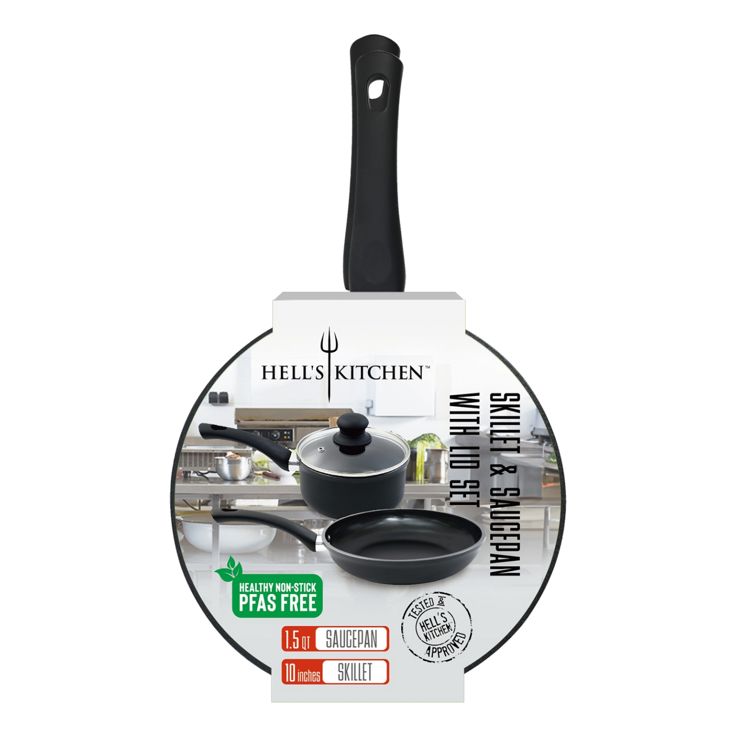 Hell’s Kitchen 1.5-Quart Saucepan and 10-Inch Skillet Set - Black