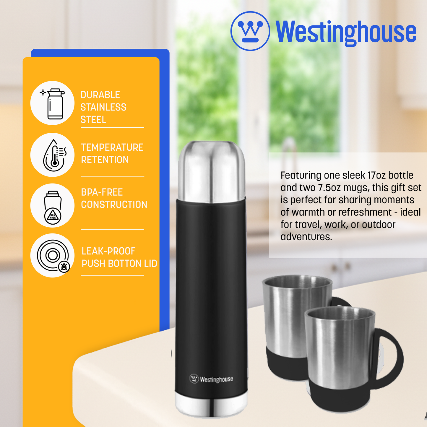 Westinghouse Thermos Flask Gift Set - 5 colors