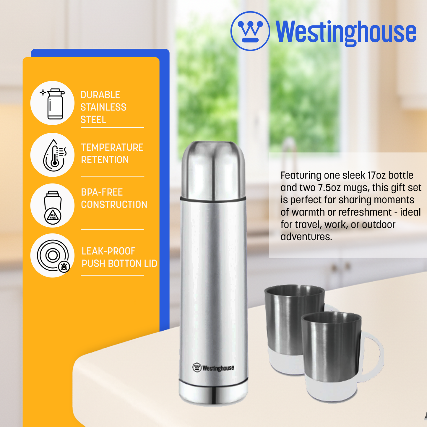 Westinghouse Thermos Flask Gift Set - 5 colors