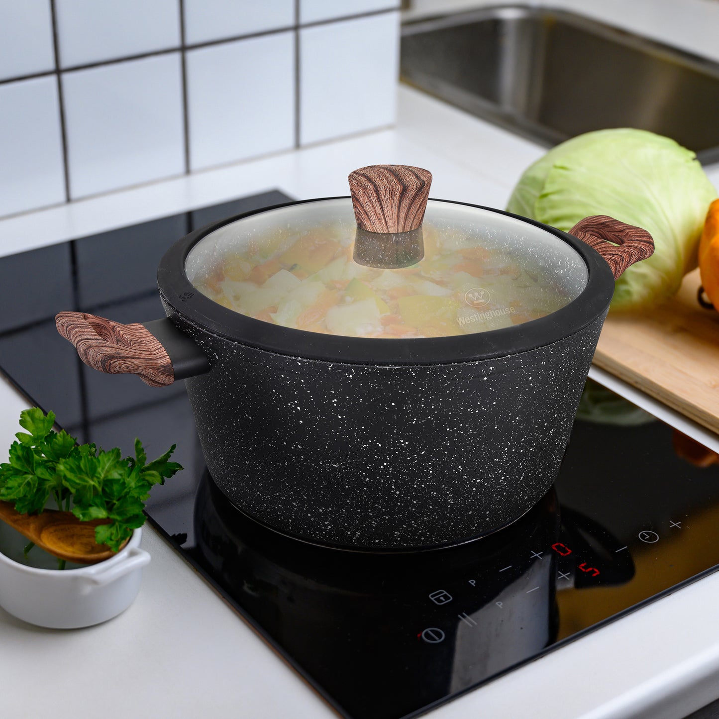 Westinghouse 4.5-Quart Casserole with Lid - Marble Series