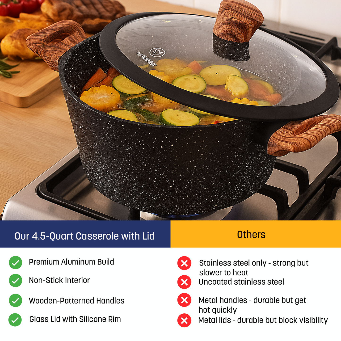 Westinghouse 4.5-Quart Casserole with Lid - Marble Series