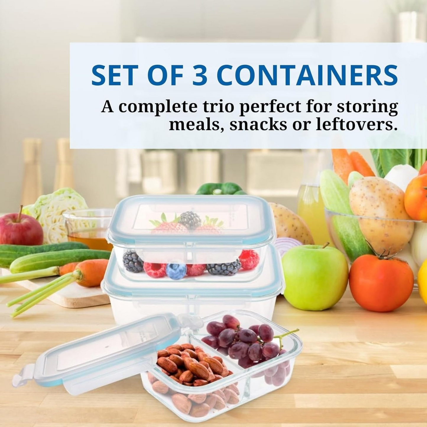 Westinghouse 3-Piece Glass Container Set - 1050ml Each