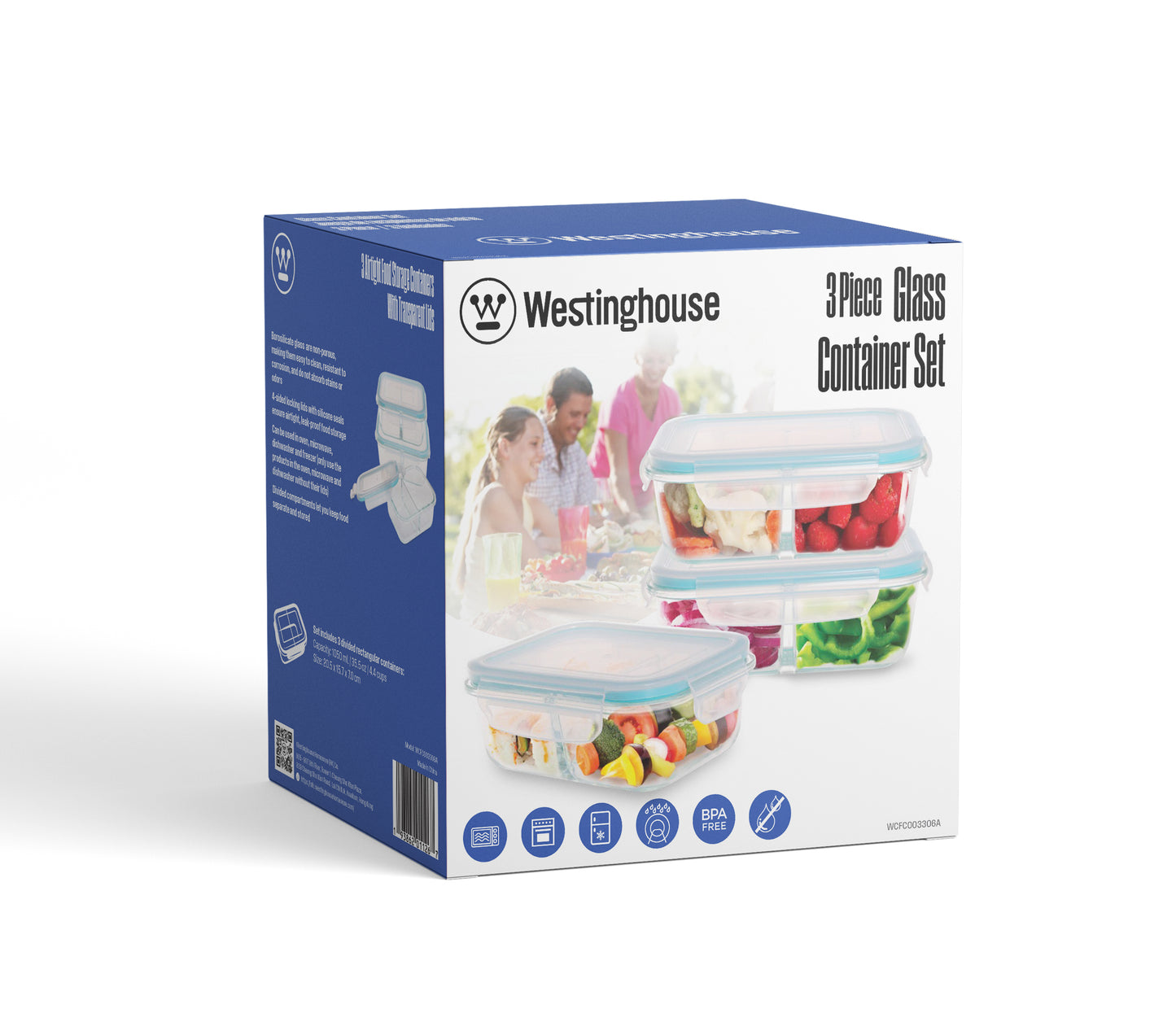 Westinghouse 3-Piece Glass Container Set - 1050ml Each