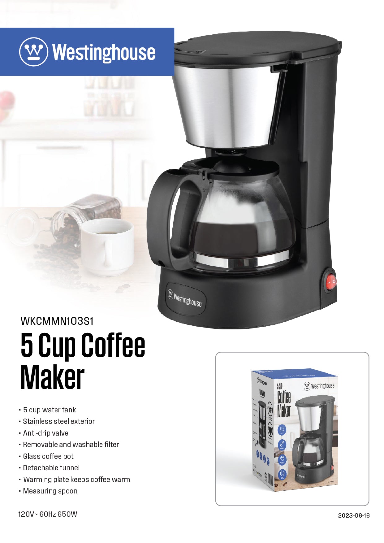 Westinghouse 5-Cup Coffee Maker - Everyday Series