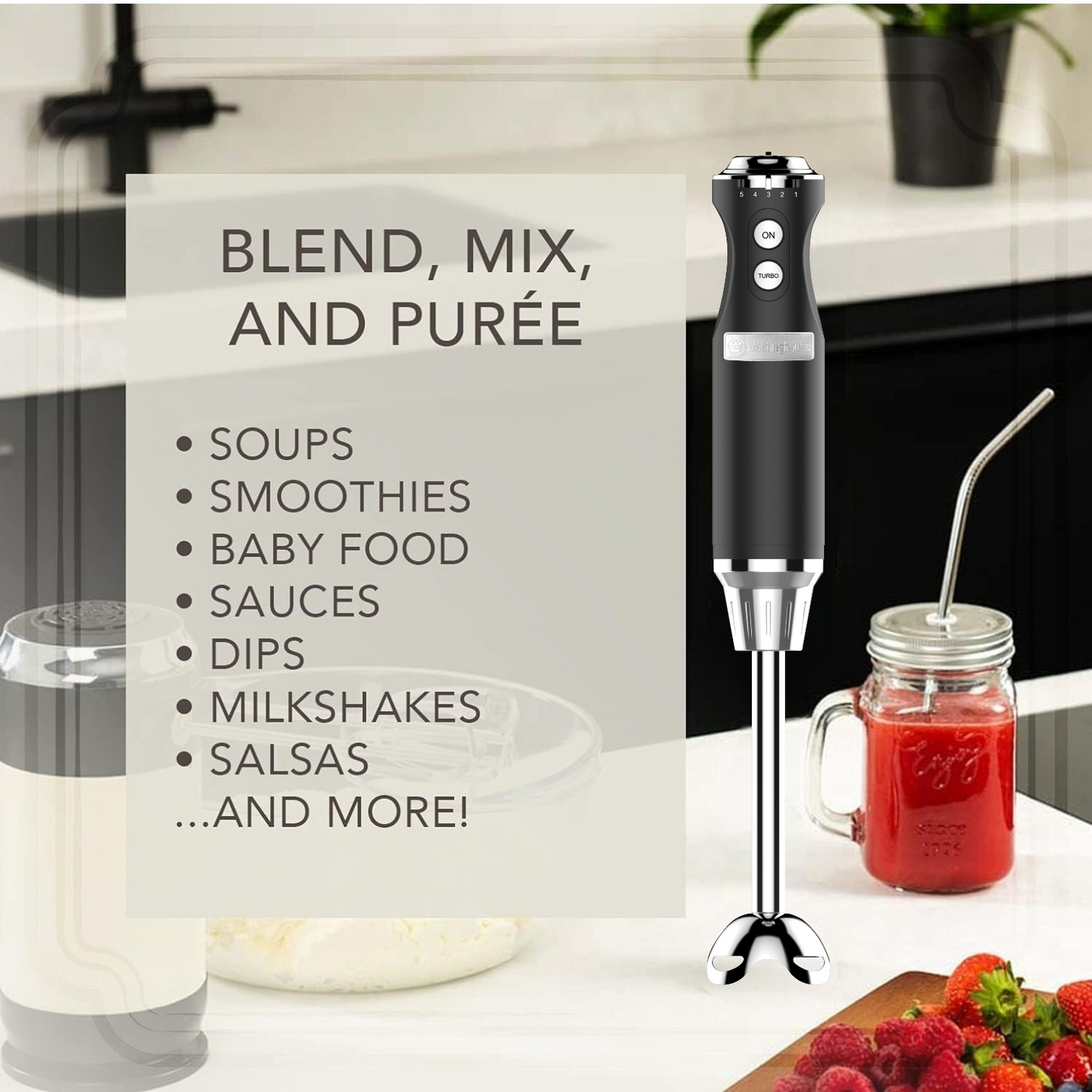 Westinghouse Multi-Speed Immersion Hand Blender - Retro Series, 4 Colors