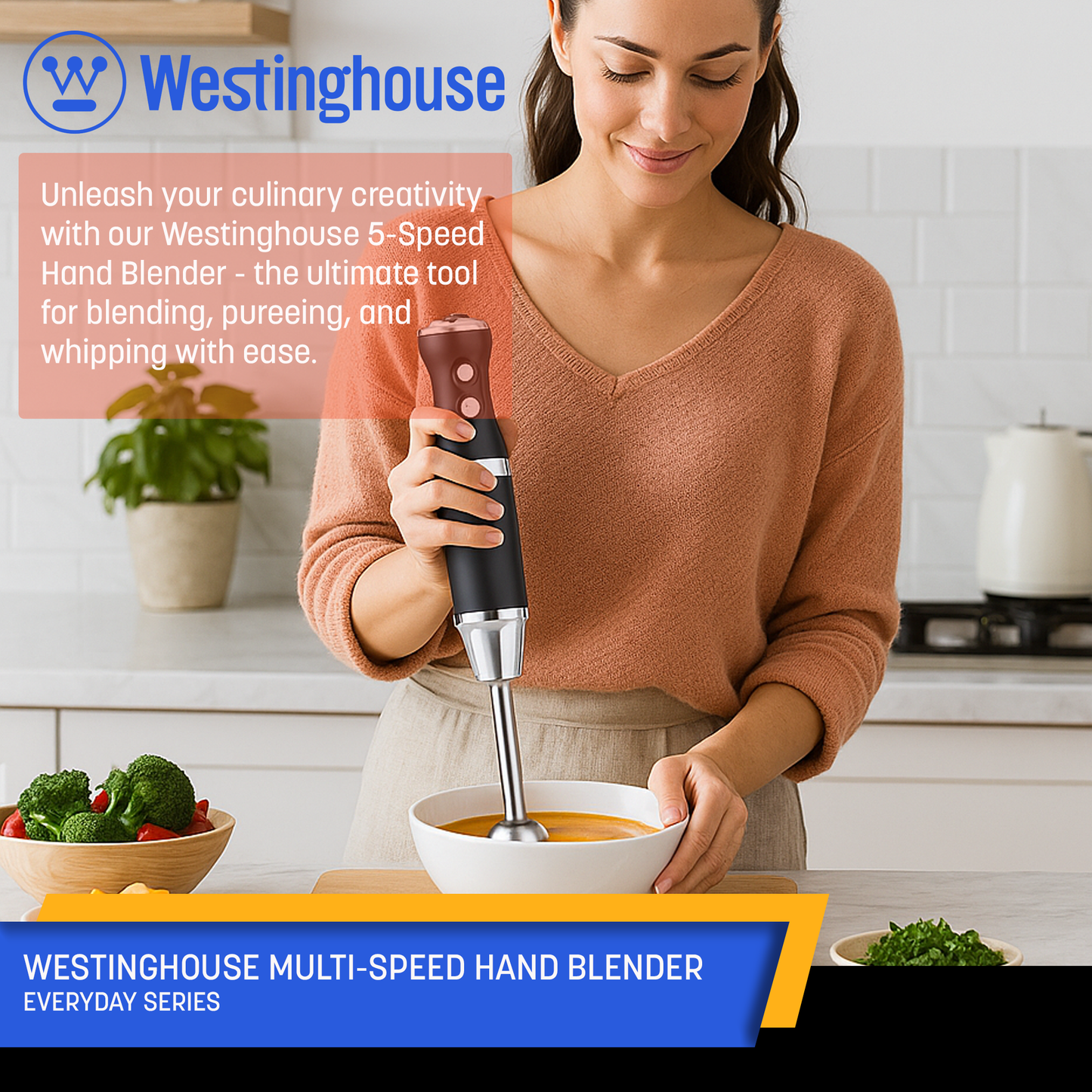 Westinghouse Multi-Speed Immersion Hand Blender - Retro Series, 4 Colors