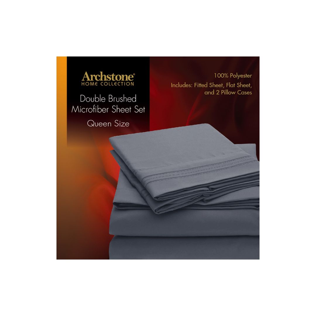 Archstone Queen Double Brushed Microfiber Sheet Set - Home Collection