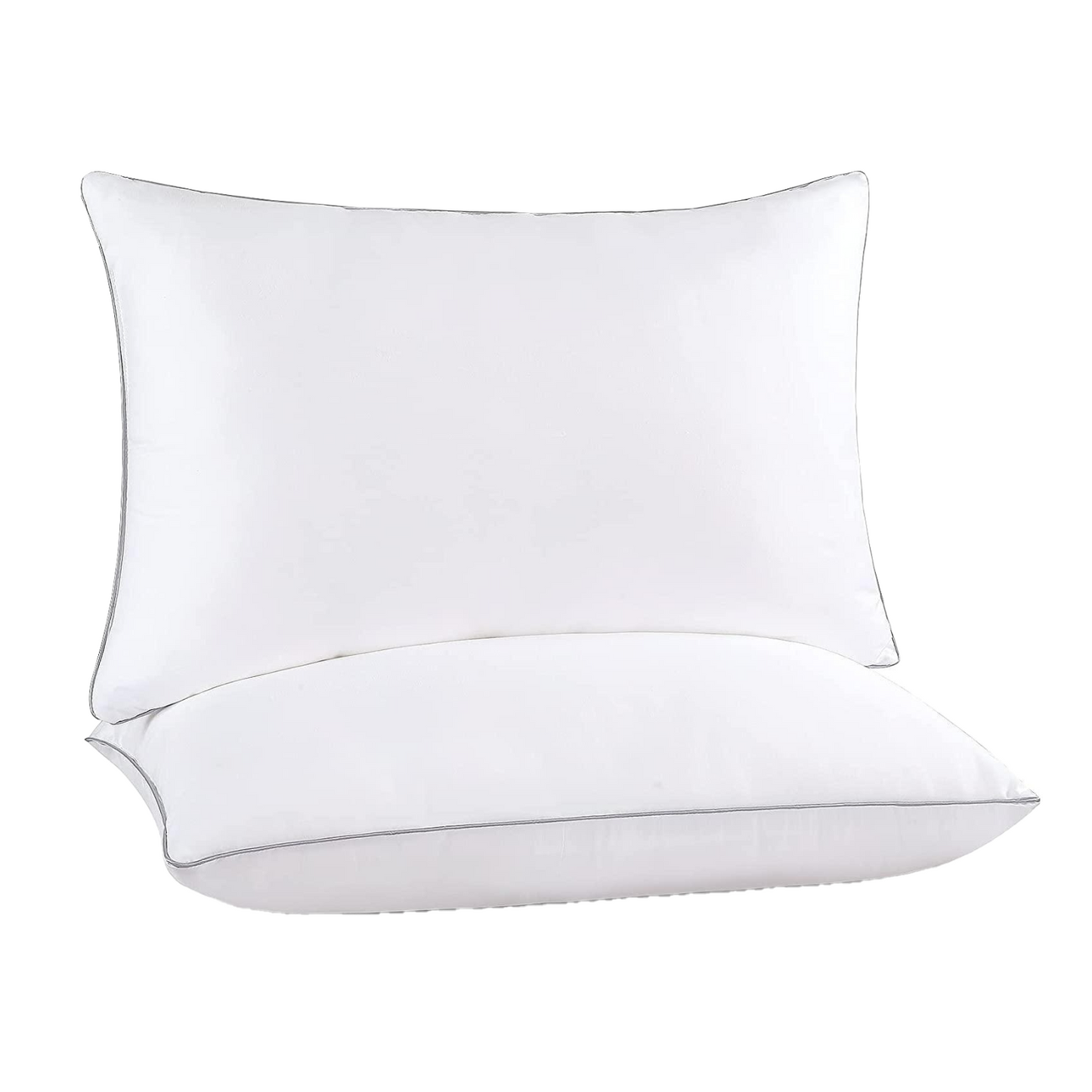 Piped Edge Pillow Set, White, Queen Size, 2 pc Set