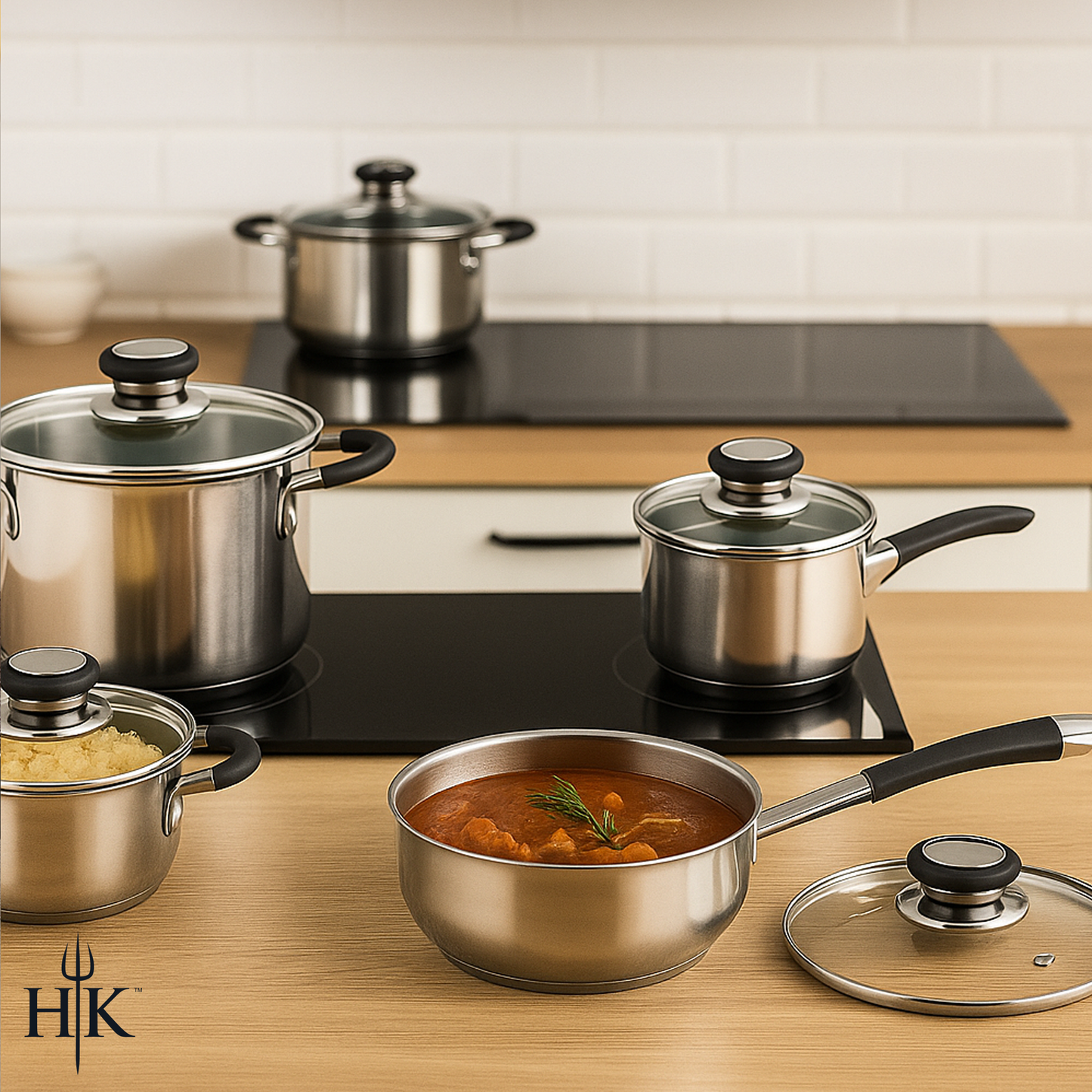 Hell's Kitchen 10-Piece Stainless Steel Cookware Set - Black