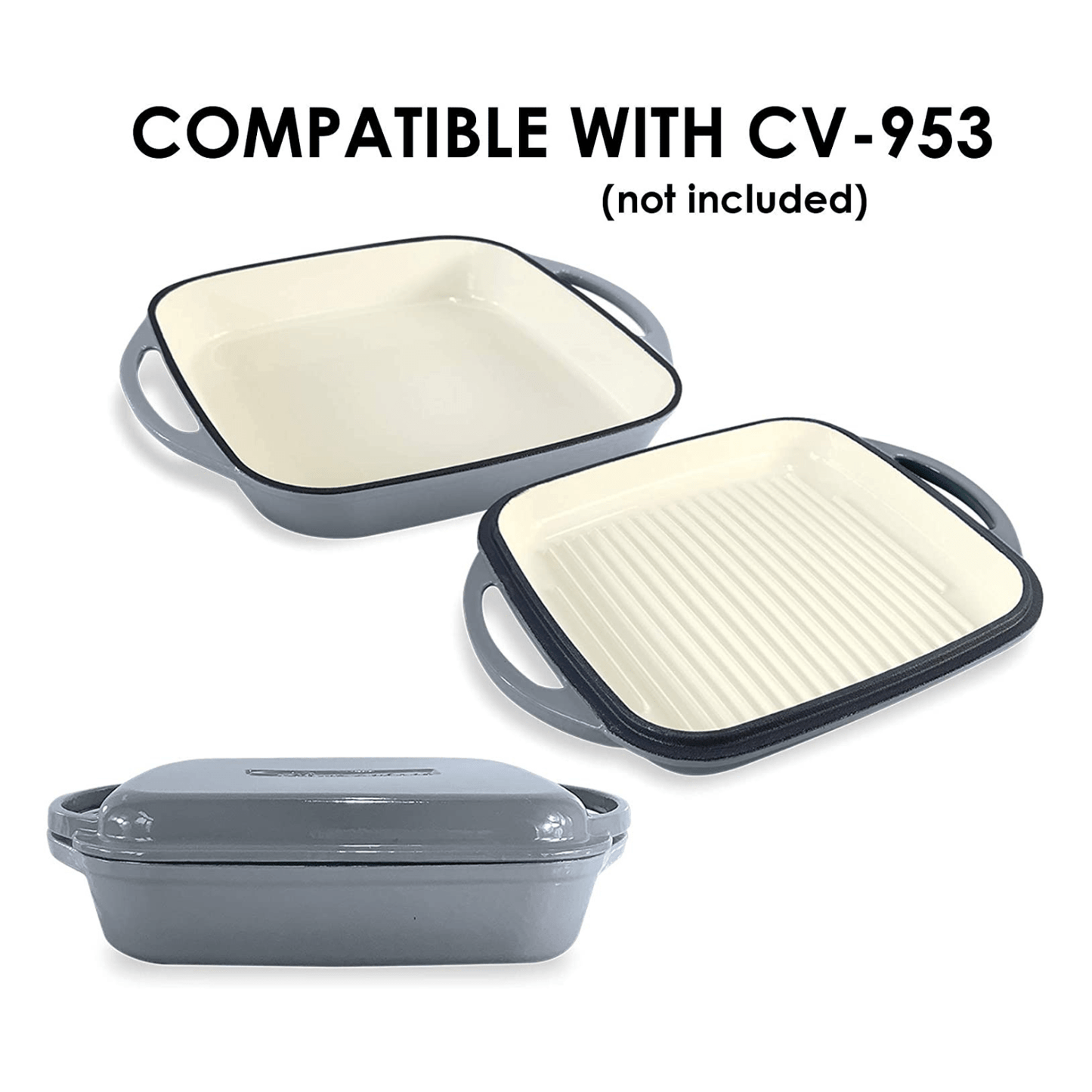 ChefVentions 10-Inch Square Cast Iron Grill Pan