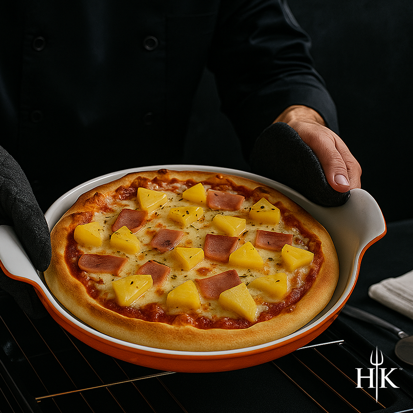 Hell's Kitchen 14-Inch Round Pizza Stone - Orange