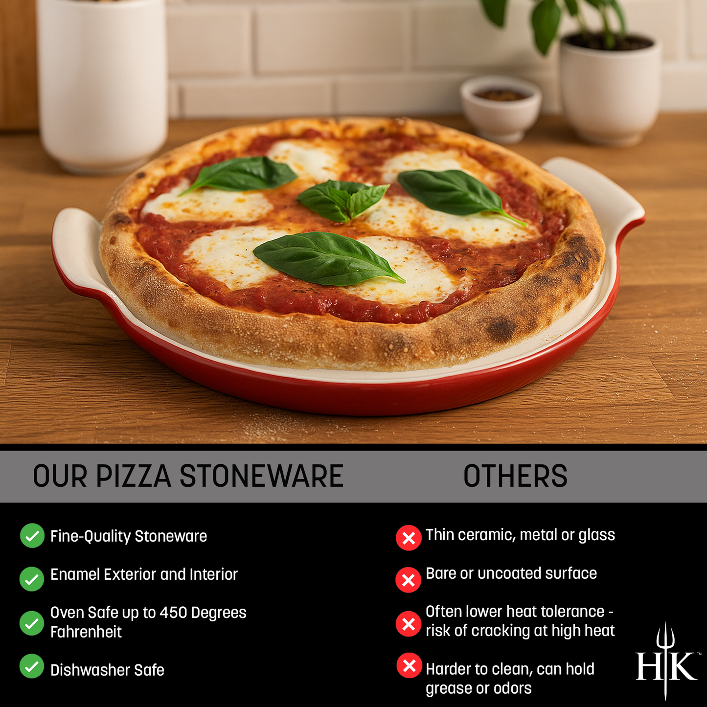 Hell's Kitchen 14-Inch Round Pizza Stone - Red