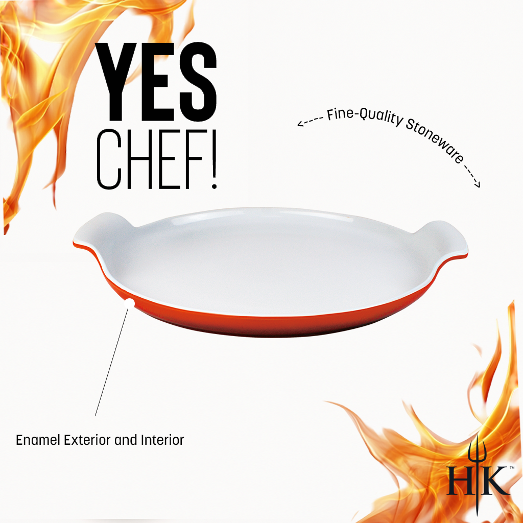 Hell's Kitchen 14-Inch Round Pizza Stone - Orange