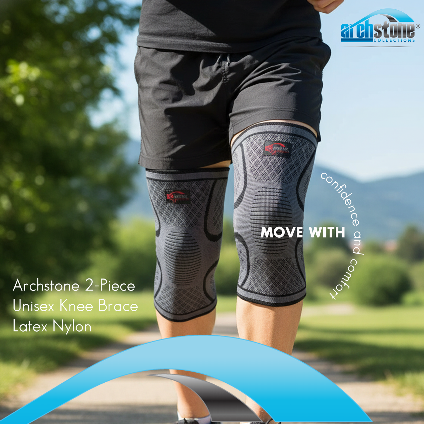 Archstone 2-Piece Unisex Knee Brace - Latex Nylon