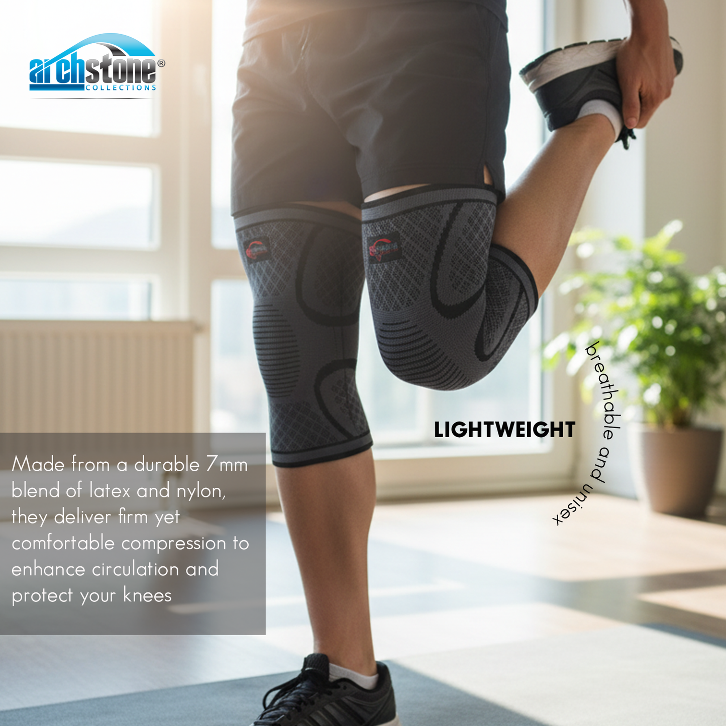 Archstone 2-Piece Unisex Knee Brace - Latex Nylon