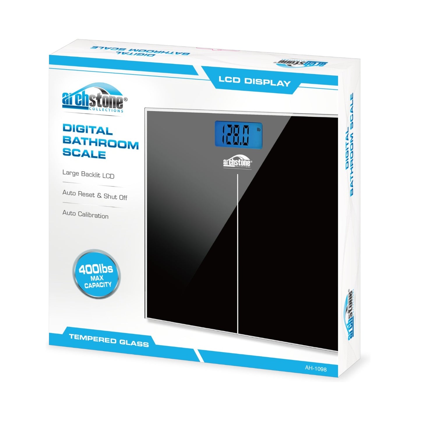Archstone Digital Bathroom Scale - LCD Backlighting and Tempered Glass