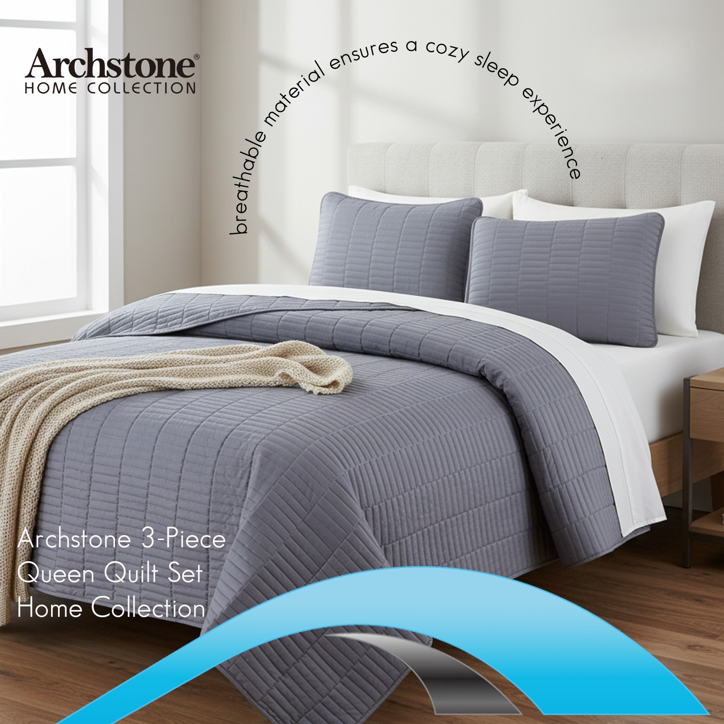 Archstone 3-Piece Queen Quilt Set - Home Collection