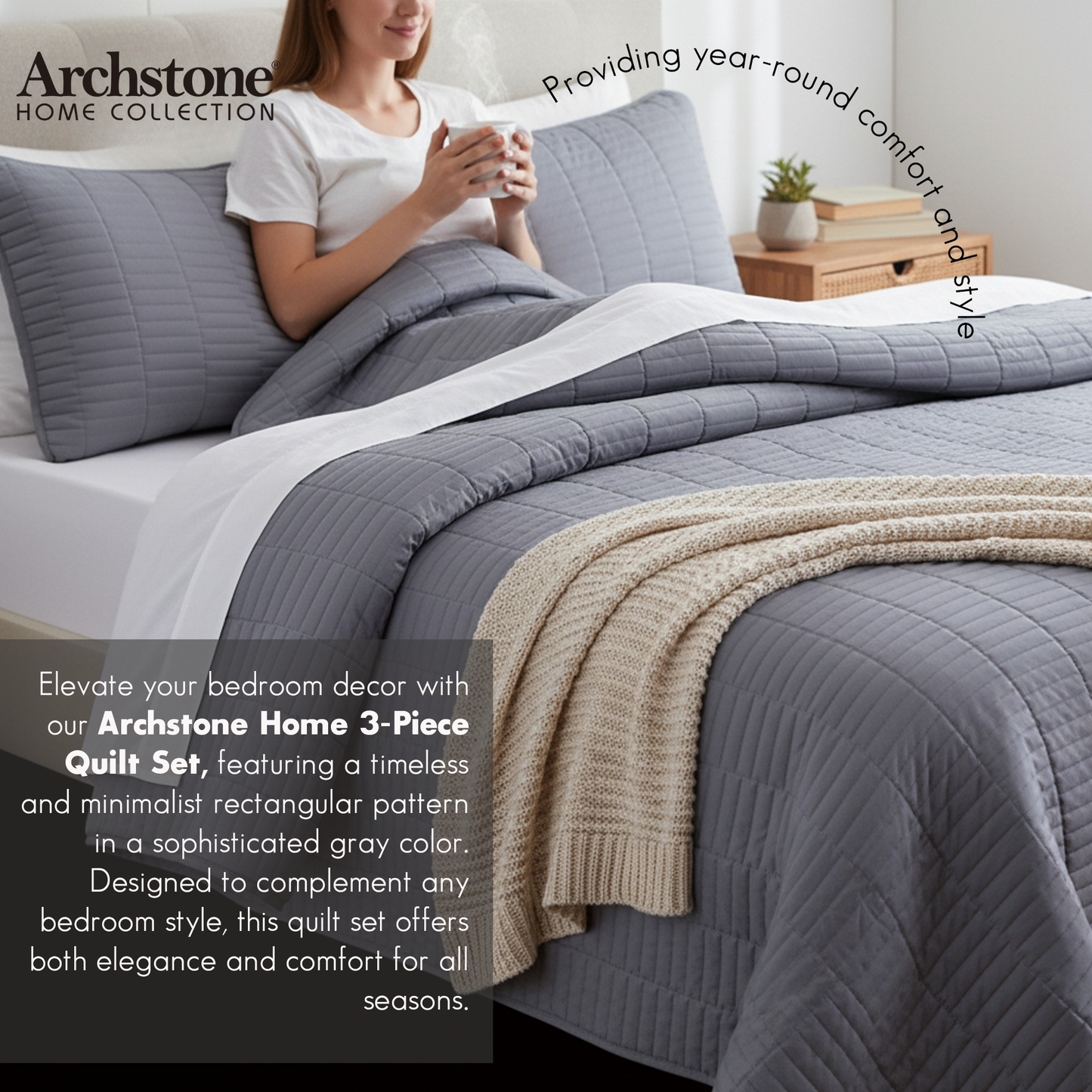 Archstone 3-Piece Queen Quilt Set - Home Collection