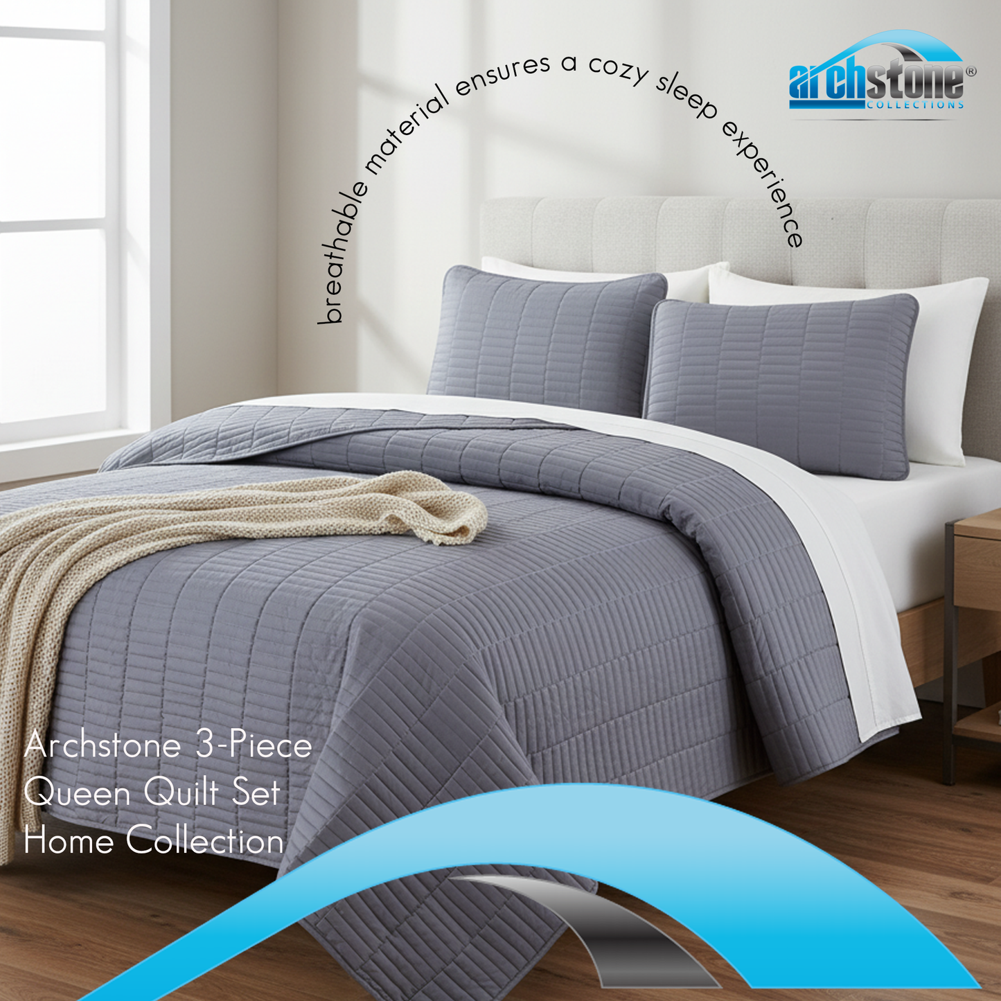 Archstone 3-Piece Queen Quilt Set - Home Collection