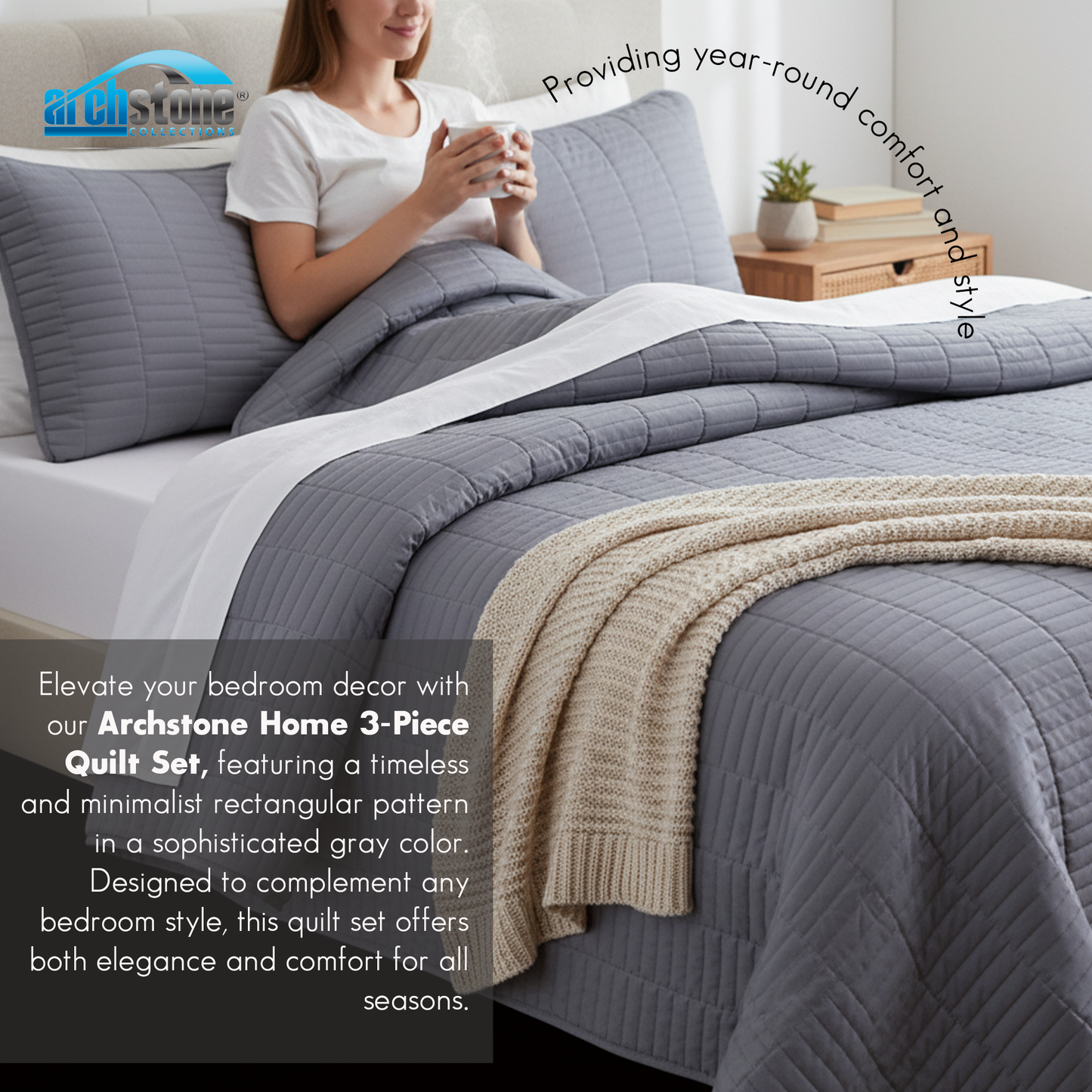 Archstone 3-Piece Queen Quilt Set - Home Collection
