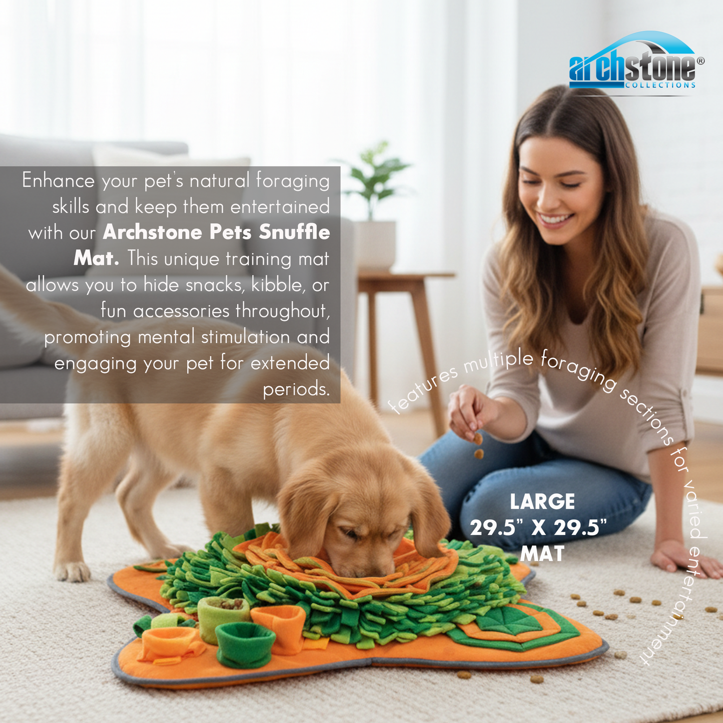 Archstone Pets Snuffle Mat - Clover, Feeding Training Mat