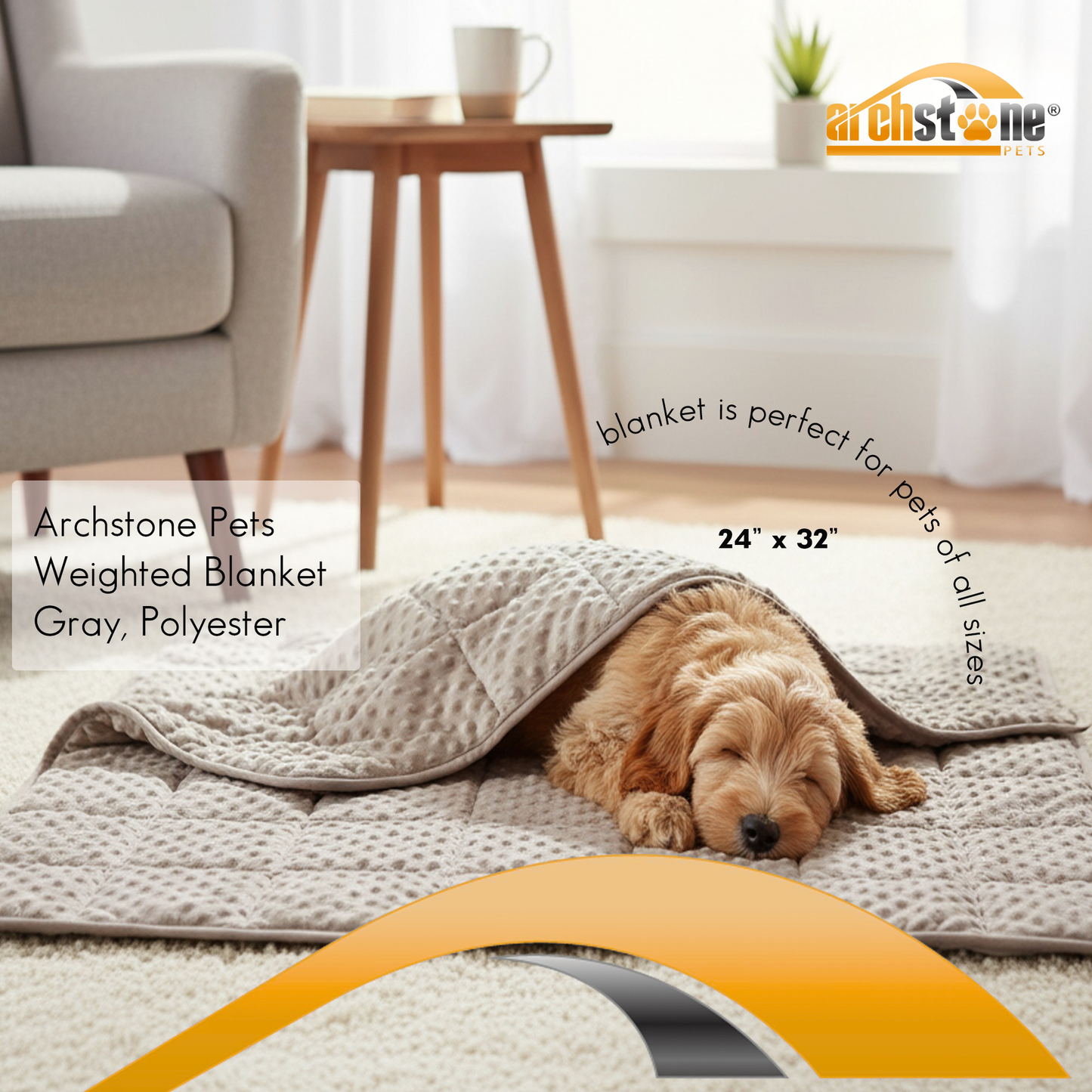 Archstone Pets Weighted Blanket - Gray, Polyester