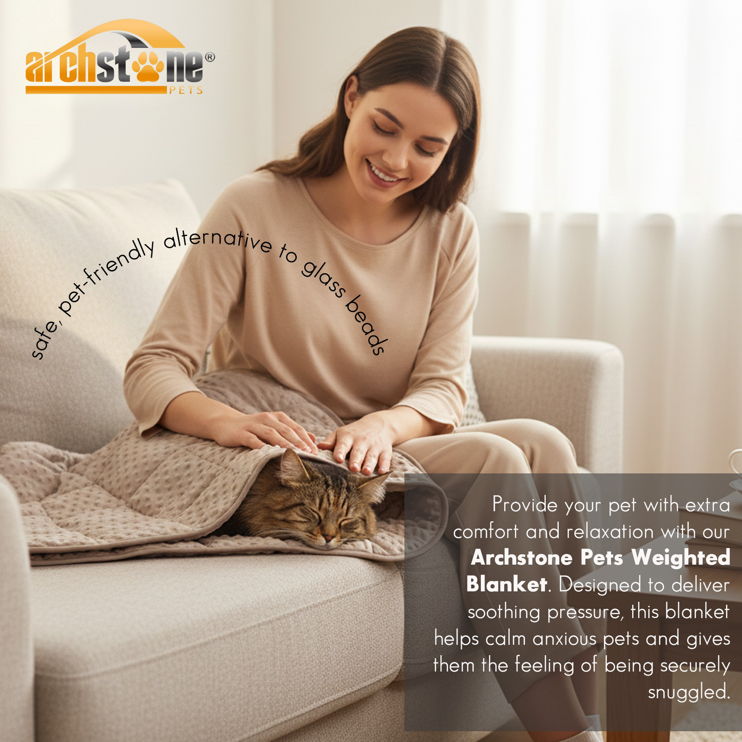 Archstone Pets Weighted Blanket - Gray, Polyester