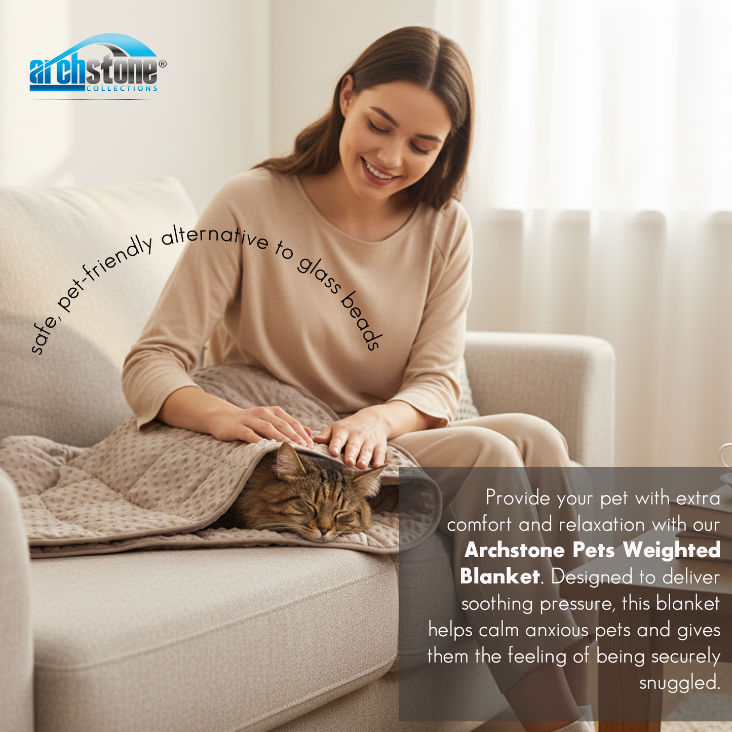 Archstone Pets Weighted Blanket - Gray, Polyester