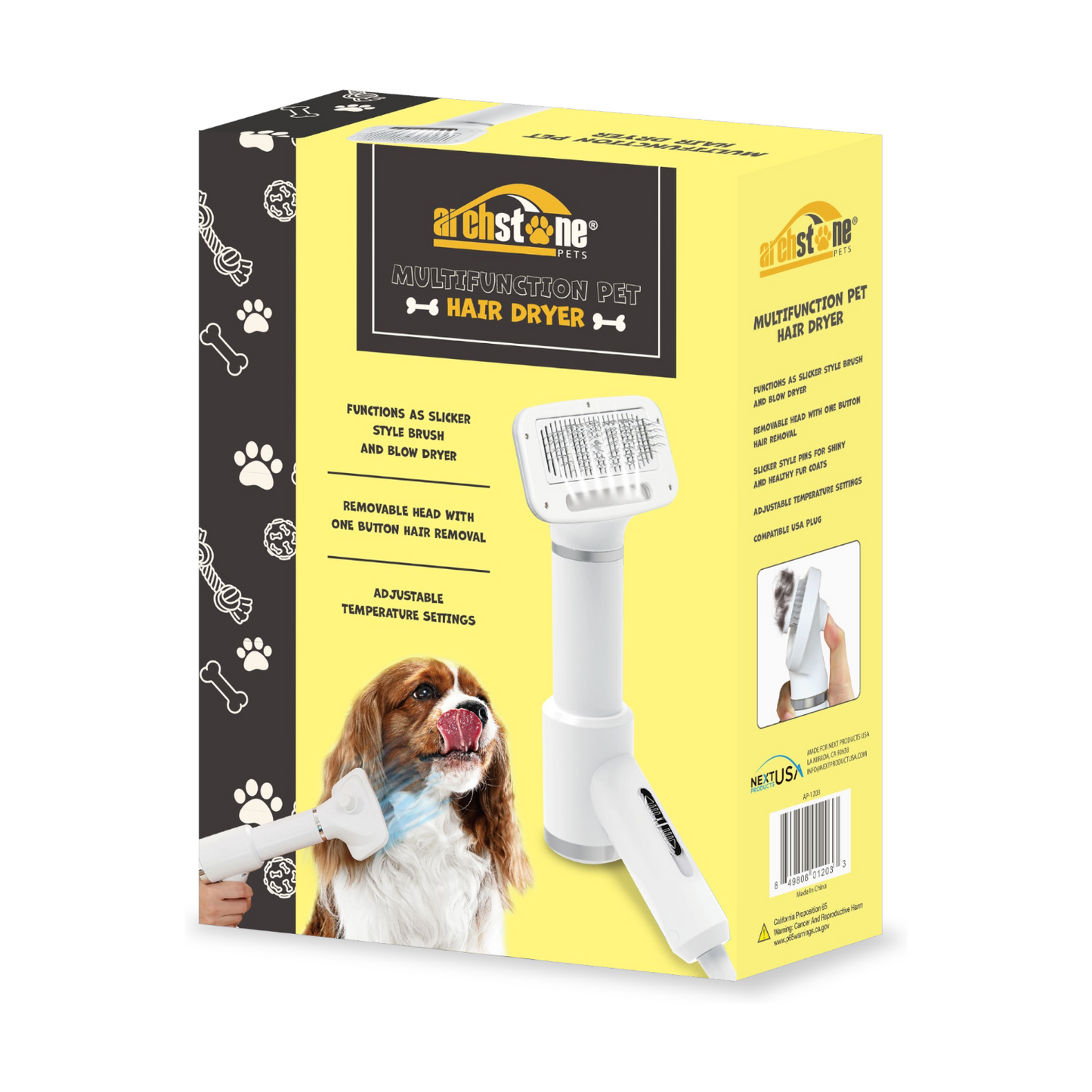 Archstone Pets Multifunction Hair Dryer with 3 Interchangeable Dryer Heads