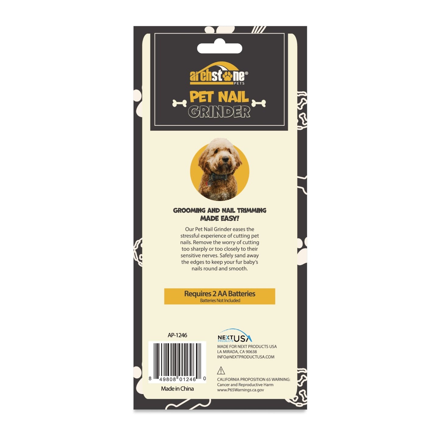 Archstone Pets Nail Grinder -  Trim Nails, Battery-Operated