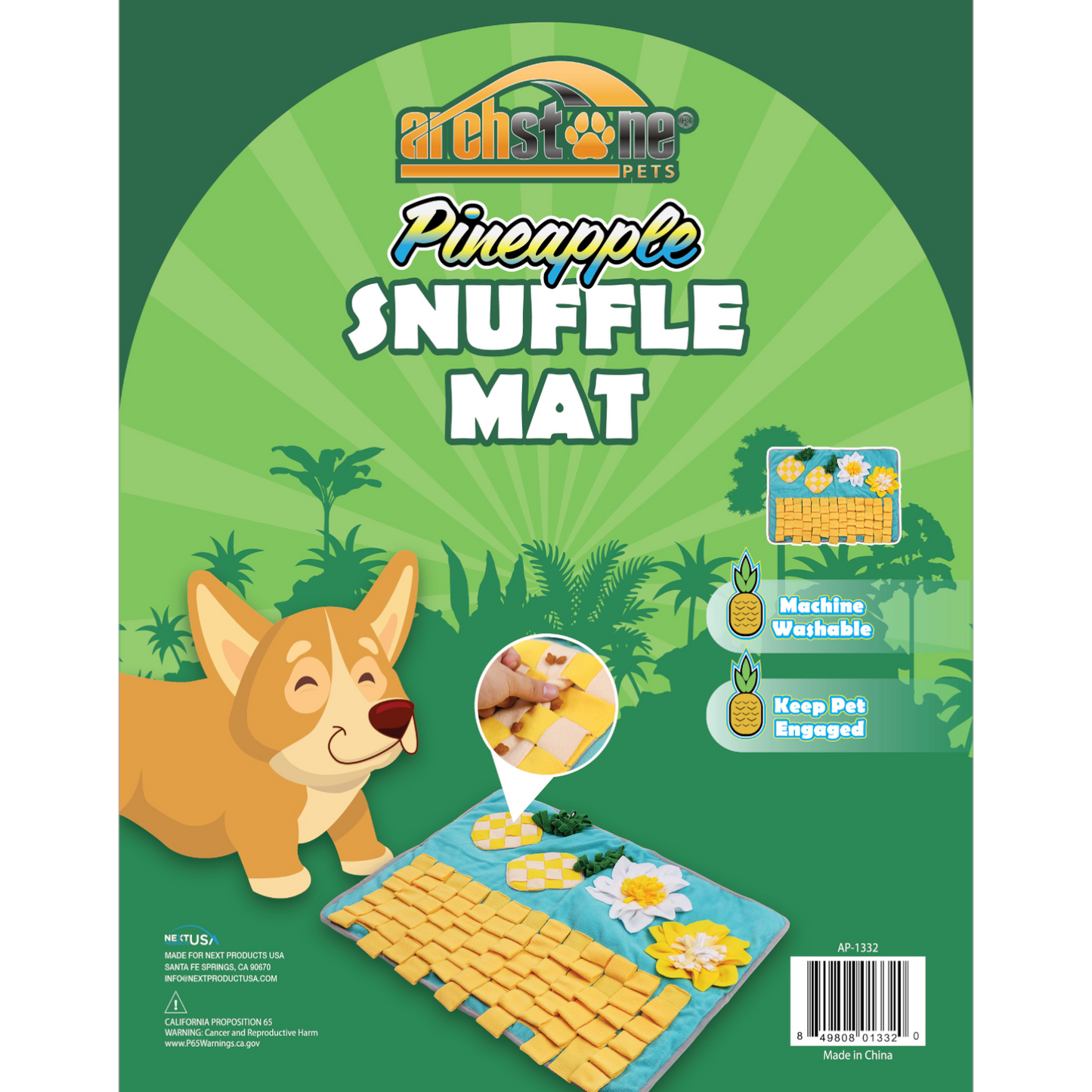 Archstone Pets Snuffle Mat - Pineapple, Feeding Training Mat