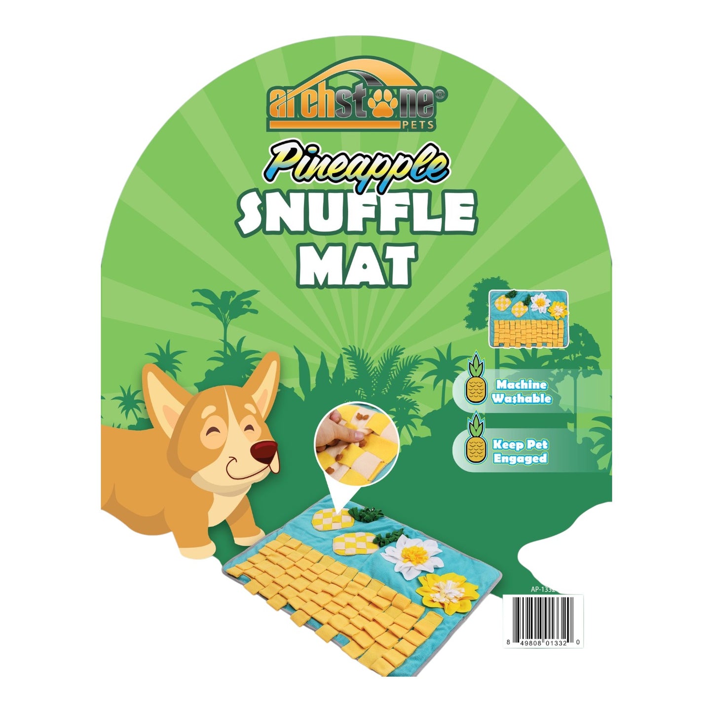 Archstone Pets Snuffle Mat - Pineapple, Feeding Training Mat