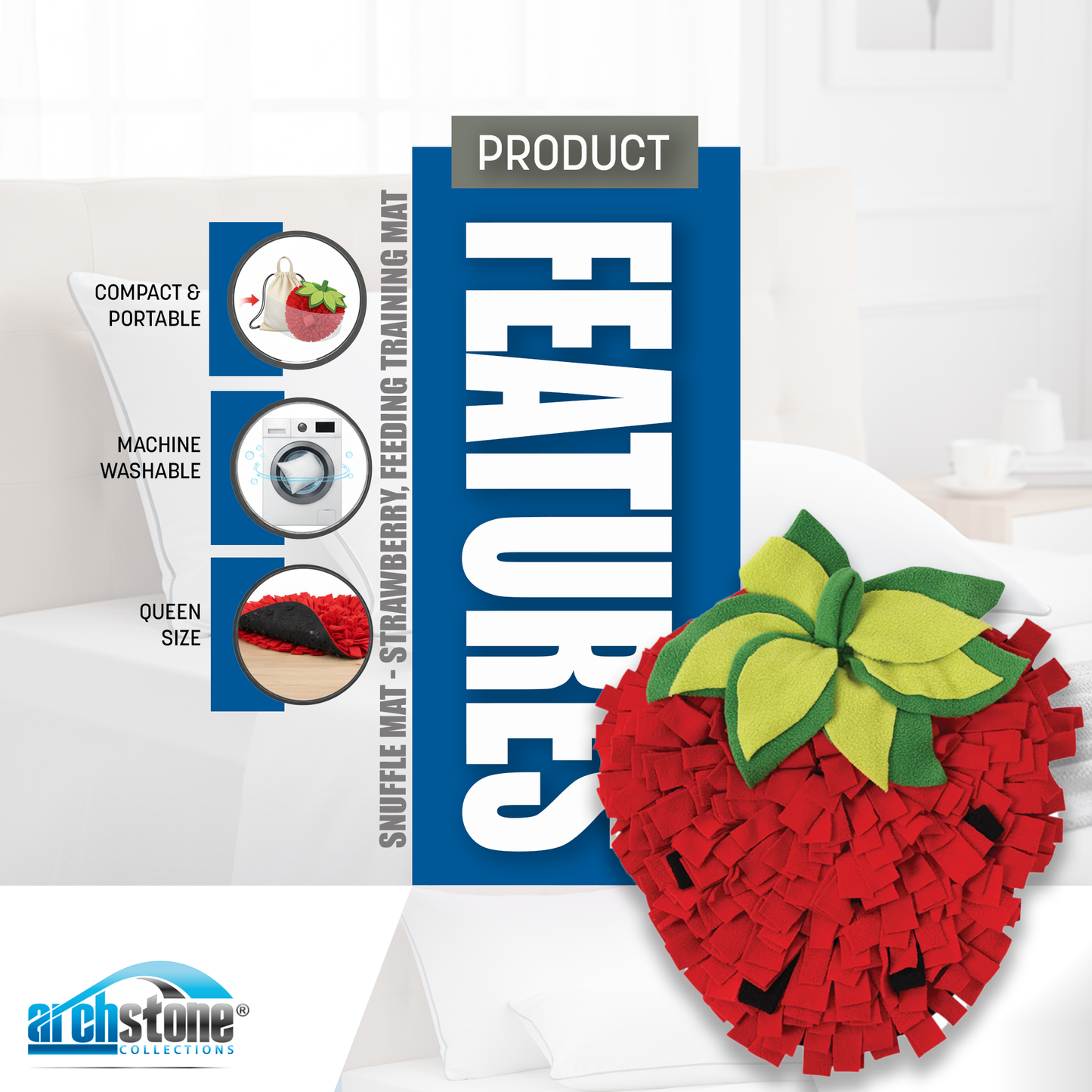 Archstone Pets Snuffle Mat - Strawberry, Feeding Training Mat