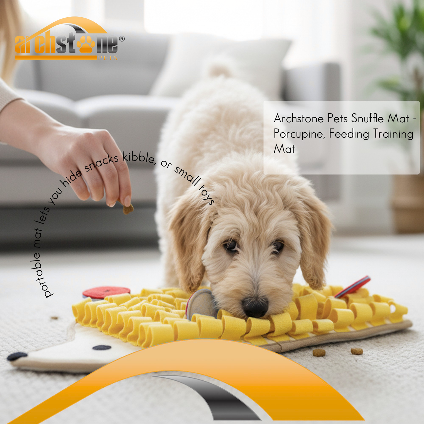 Archstone Pets Snuffle Mat - Porcupine, Feeding Training Mat
