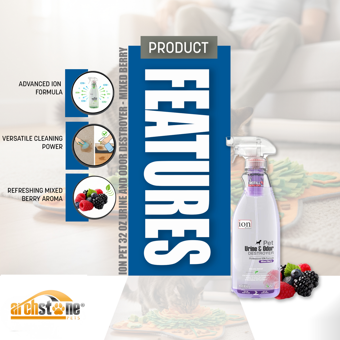 ION Pet 32 Oz Urine and Odor Destroyer - Mixed Berry