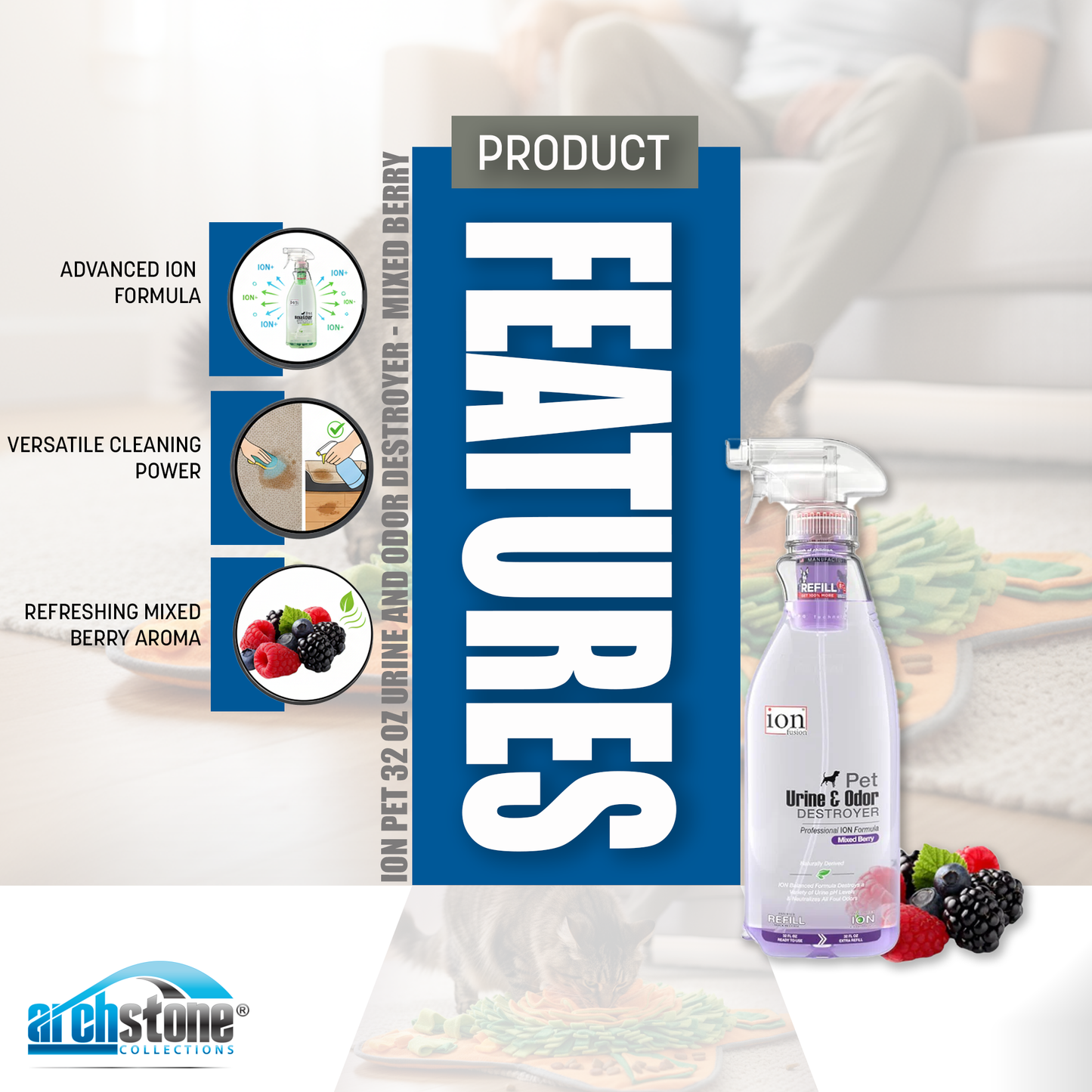 ION Pet 32 Oz Urine and Odor Destroyer - Mixed Berry