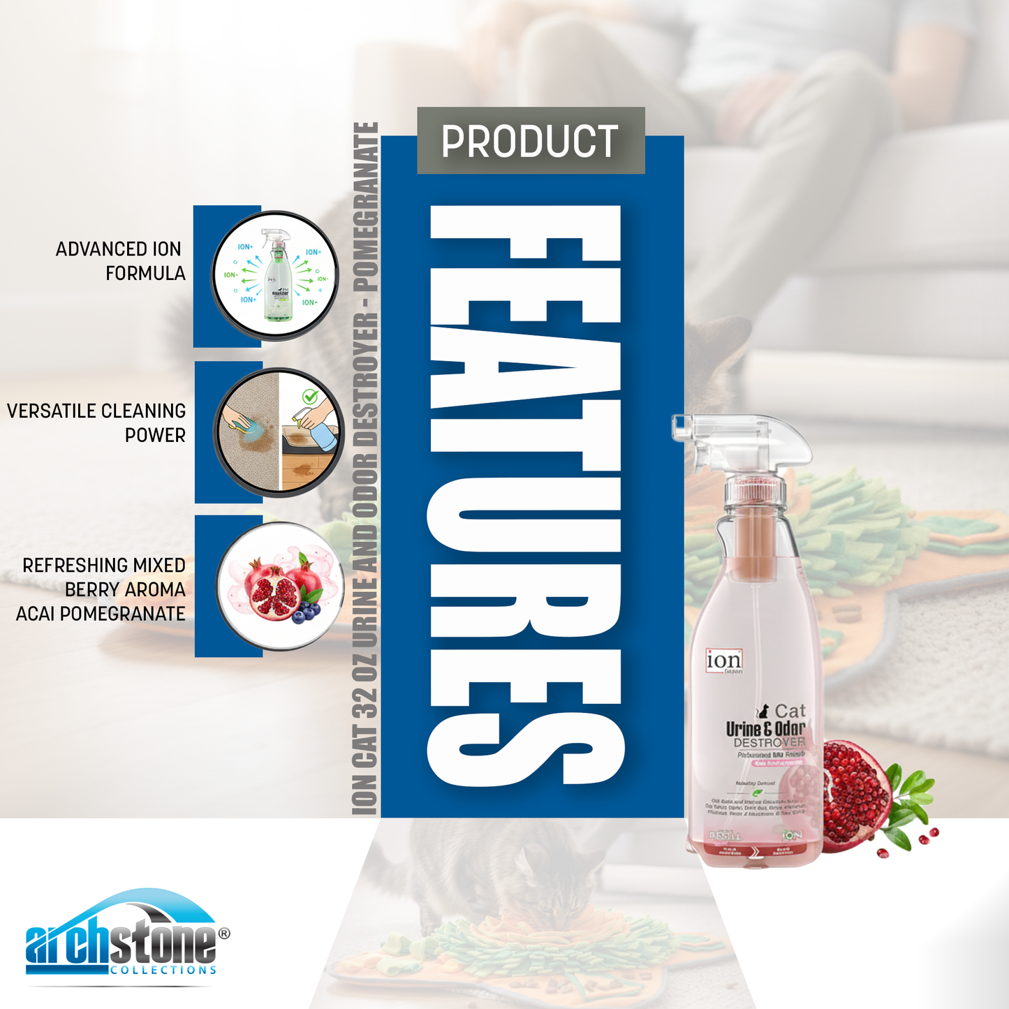 ION Cat 32 Oz Urine and Odor Destroyer - Pomegranate