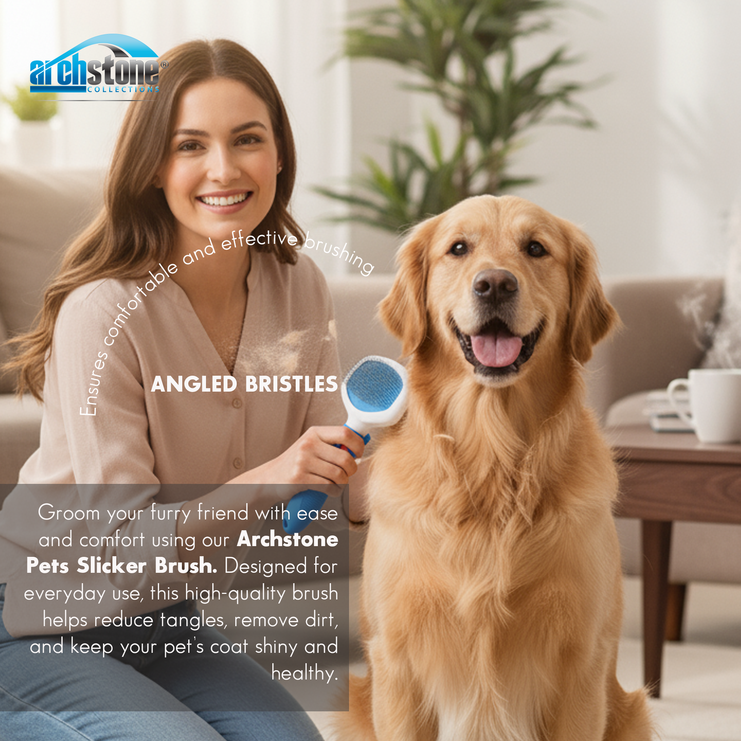 Archstone Pets Slicker Brush - Blue